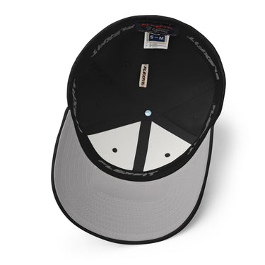 underside of black flexfit hat